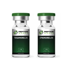 Tesamorelin Ipamorelin Peptide Stack research vials: Tesamorelin 2mg, Ipamorelin 2mg